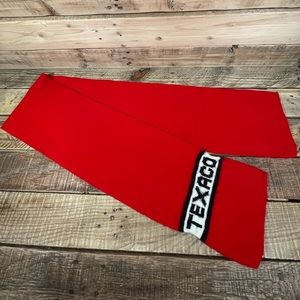 Texaco Scarf Red Black Knit 7x54 Gas Oil Logo One Size Long 1990s Neck Accessory